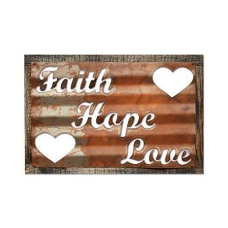 FURNORAMA Faith Hope Love Home And Garden Corrugated Rustic Barn Wood Sign FU1128659